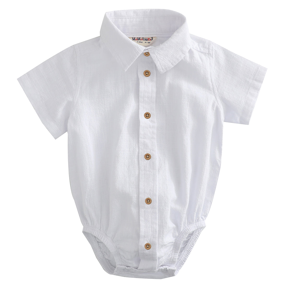Baby Boy Short Sleeve Woven Linen Design Bodysuit With Bow
