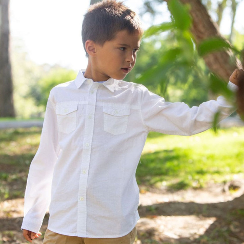 Momoland boy long sleeve white shirt model-1
