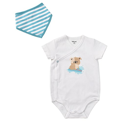 baby print bodysuit and bib front