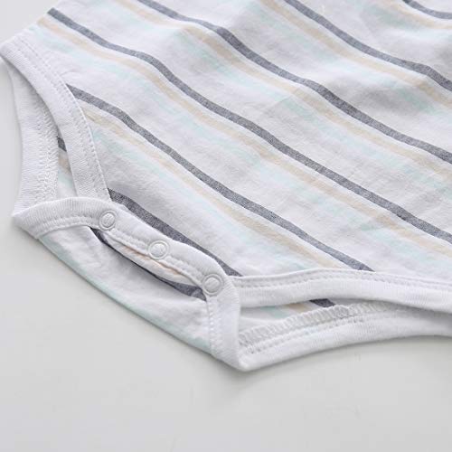 Baby Short Sleeve White/Navy Striped Bodysuit
