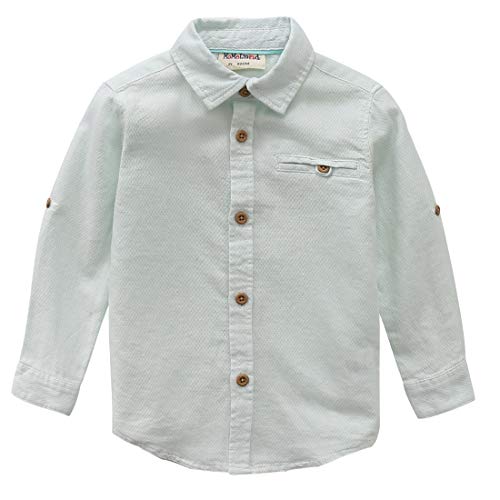 boy long sleeve light green pique jacquard shirt front