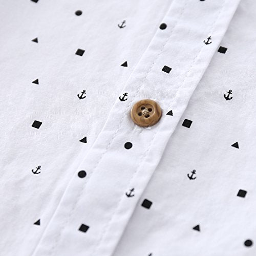 Boy Long Sleeve White with Navy Full Print Shirt