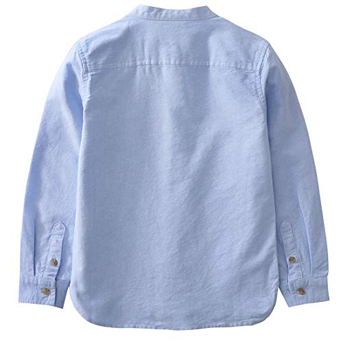 Momoland boy mandarin collar long sleeve blue oxford shirt back