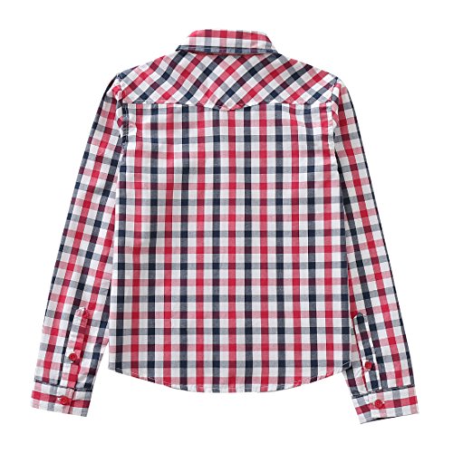 Momoland big girl long sleeve white/black/pink plaid shirt back
