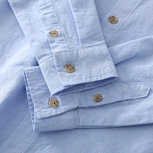 Boy Mandarin Collar Long Sleeve Blue Oxford Shirt