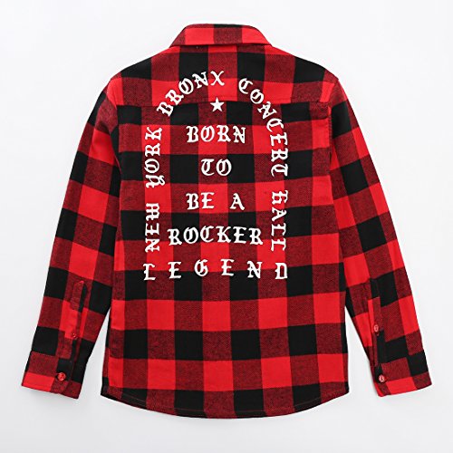 Boy Red Plaid Flannel Long Sleeve Shirt back