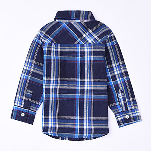 Boy Long Sleeve blue/navy plaid Shirt back