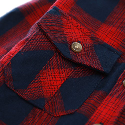 Boy Navy/Red Plaid Long Sleeve Flannel Shirts With Hooded