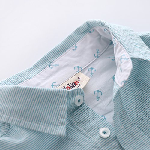 Boy Long Sleeves Green Stripes Shirt