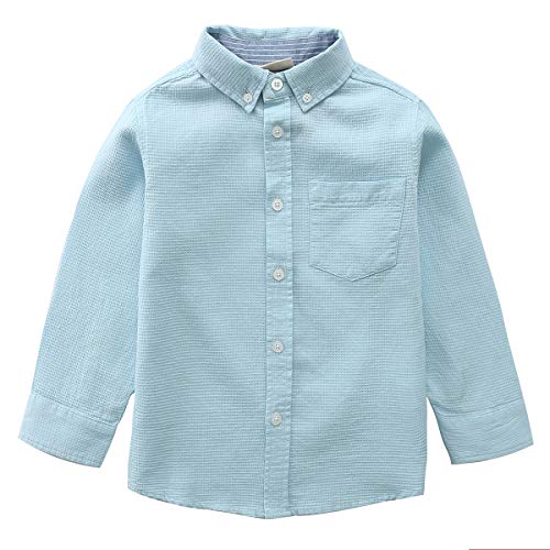 Momoland boy long sleeve sky blue dobby shirt front