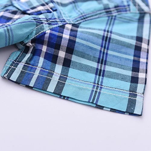 Boy Short Sleeve Blue Plaid Shirt