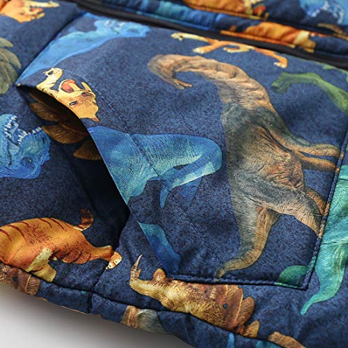 Boy Sleeveless Dinosaur Warm Padded Vest With Front zip