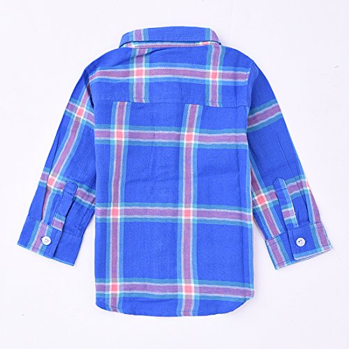Momoland baby girl long sleeve blue/red plaid shirt back