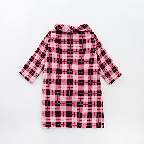 girl coral fleece pink/black robe shawl back