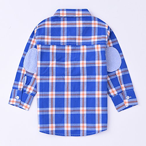 Momoland boy long sleeve blue plaid shirt back