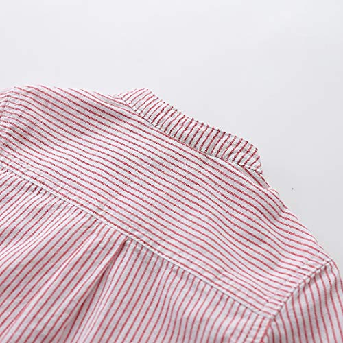 Toddler Boy Long Sleeve Mandarin Collar Red stripes Shirt