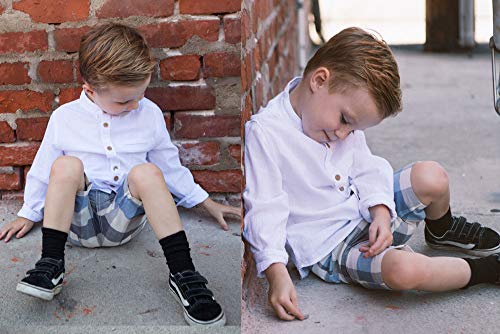 boy, mandarin collar, shirt, plaid , knee short,