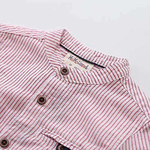 Toddler Boy Long Sleeve Mandarin Collar Red stripes Shirt
