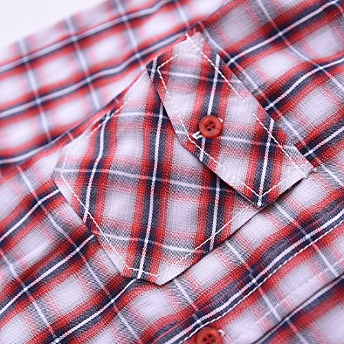 Boy Long Sleeve Red White Plaid Shirt