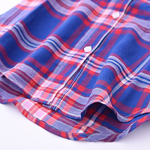 Girl Long Sleeve Navy/ Red Plaid Shirt
