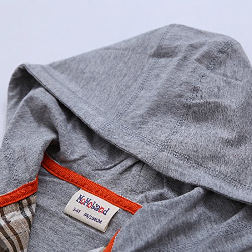 Boy Woven Brown Long Sleeve plaid Shirts with Hooded