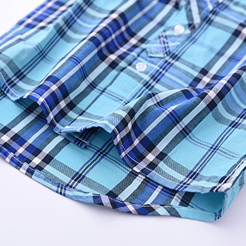 Boy Short Sleeve Blue Plaid Shirt