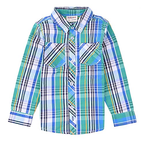 toddler boy long sleeve green plaid shirt front