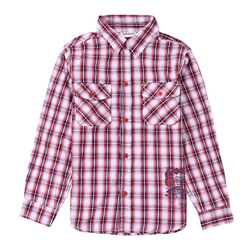 Momoland boy long sleeve red/white plaid shirt front