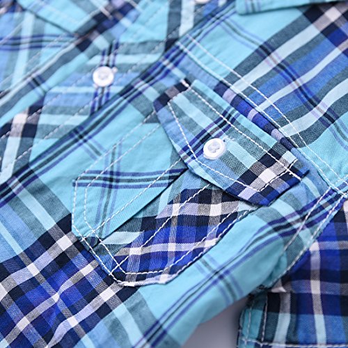 Boy Short Sleeve Blue Plaid Shirt