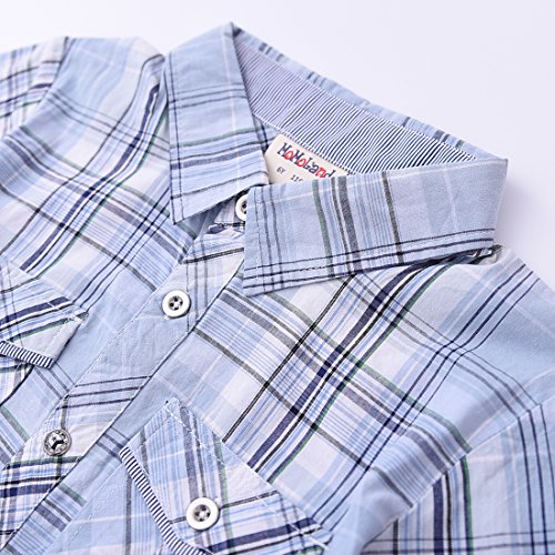 Boy Short Sleeve Light Blue Plaid Shirt