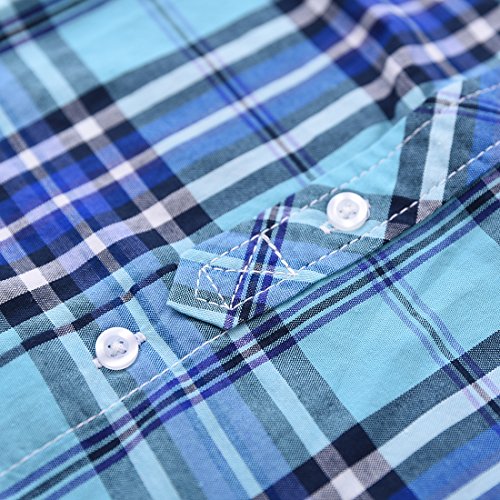 Boy Short Sleeve Blue Plaid Shirt