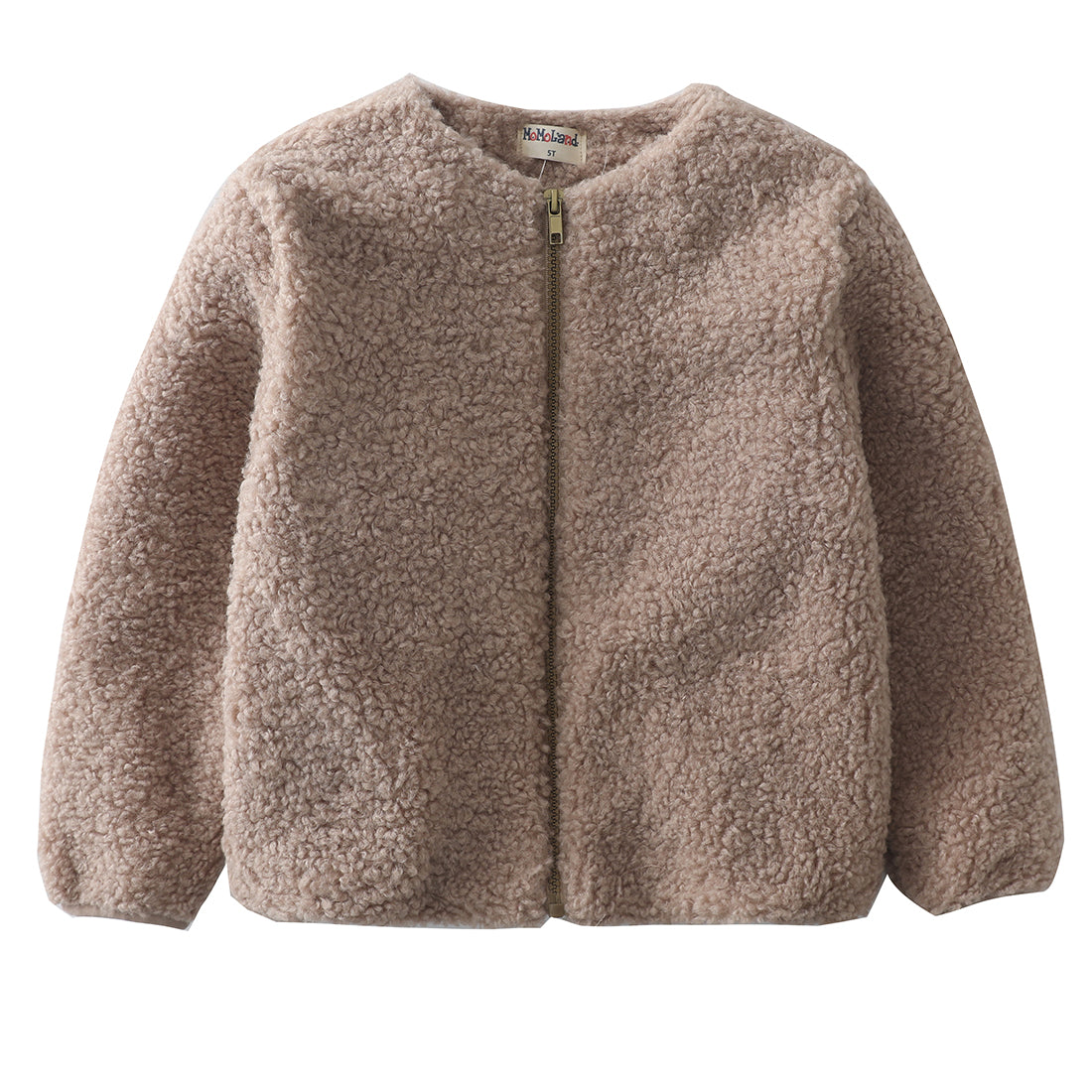 girl long sleeve brown coral fleece lightweight jacket front