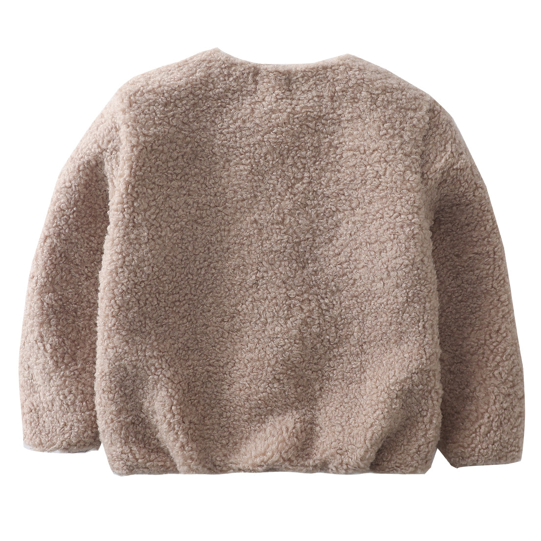 girl long sleeve brown coral fleece lightweight jacket back
