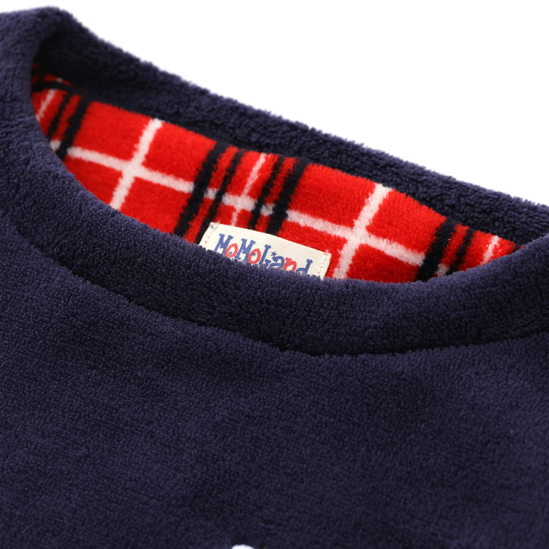Women Long Sleeve Coral Fleece Christmas Navy/Aop Checked Pajamas Set