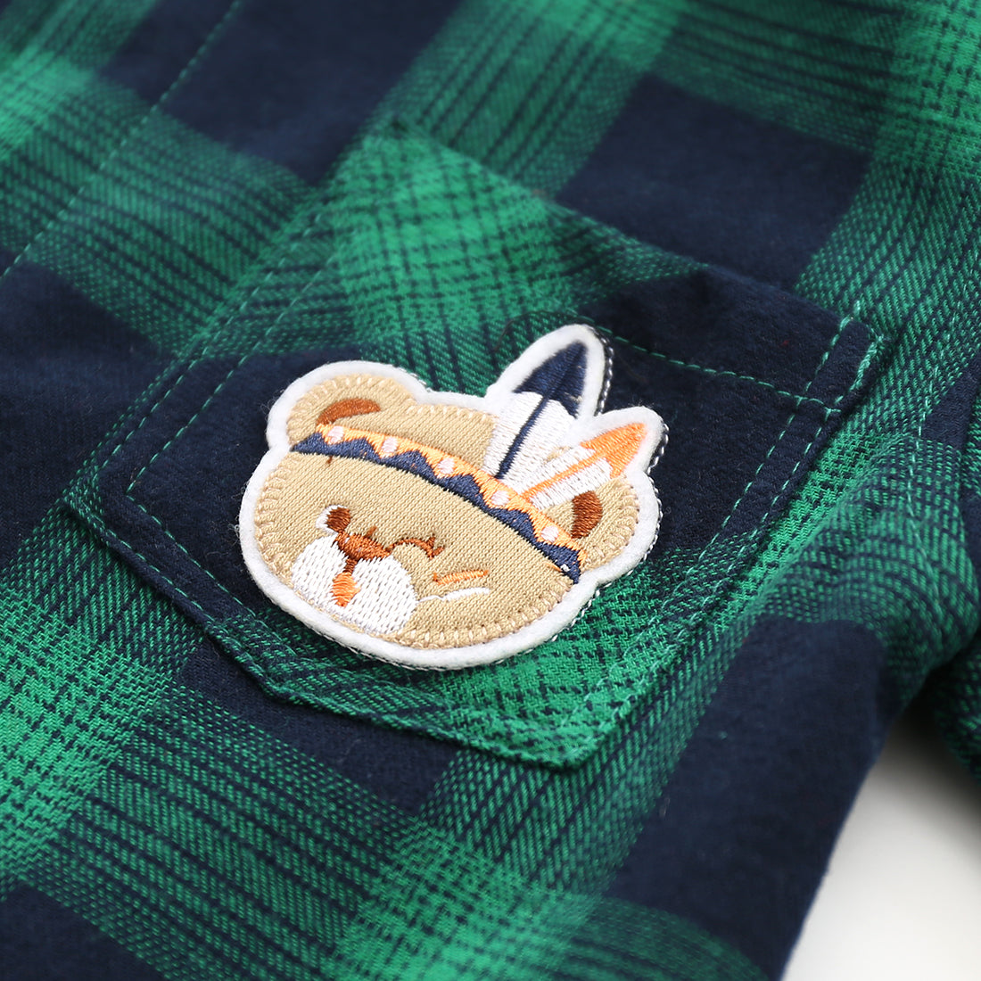 Boy Long Sleeve Red/Green Plaid Fleece Lining Flannel Shirt