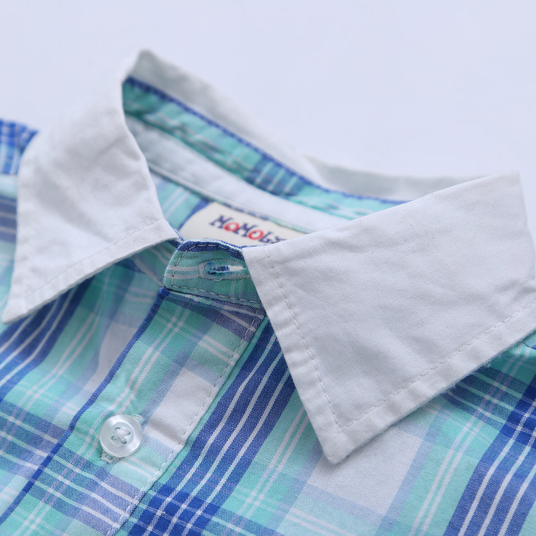 Baby Short sleeve Woven Blue Plaid Bodysuit