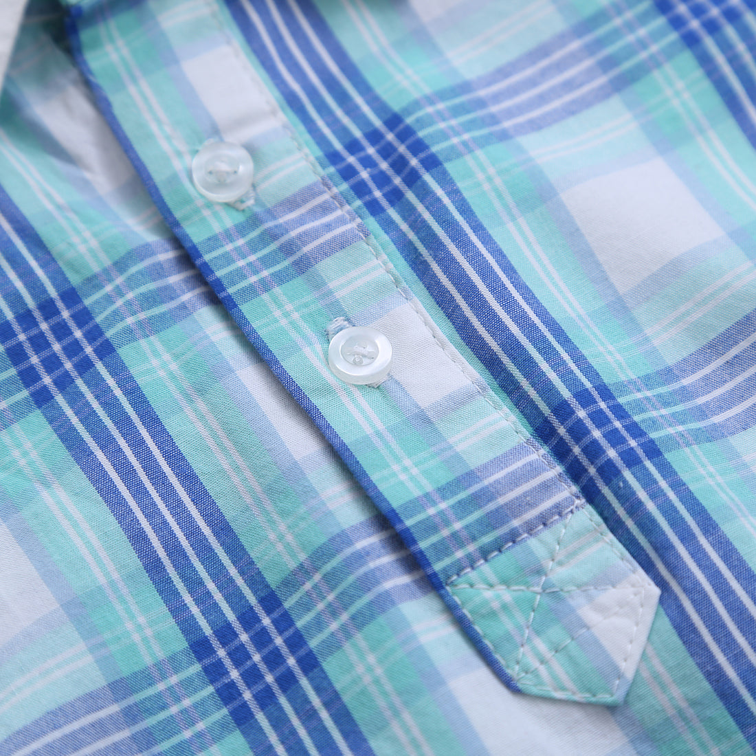 Baby Short sleeve Woven Blue Plaid Bodysuit