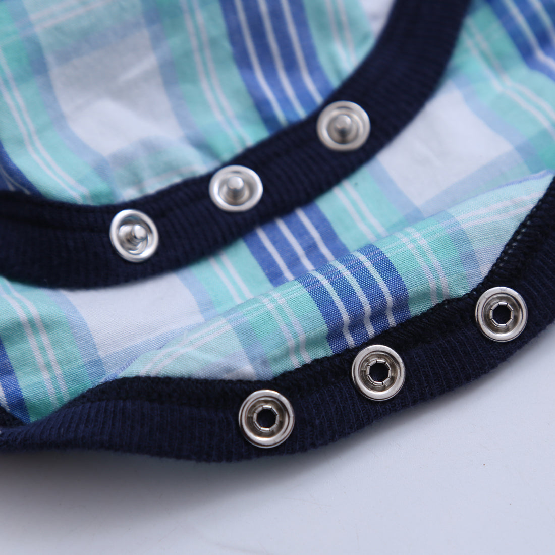 Baby Short sleeve Woven Blue Plaid Bodysuit