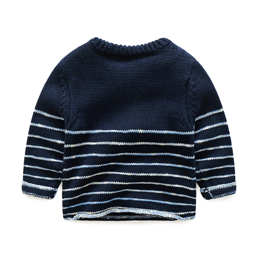 toddler boy long sleeve navy christmas sweater back