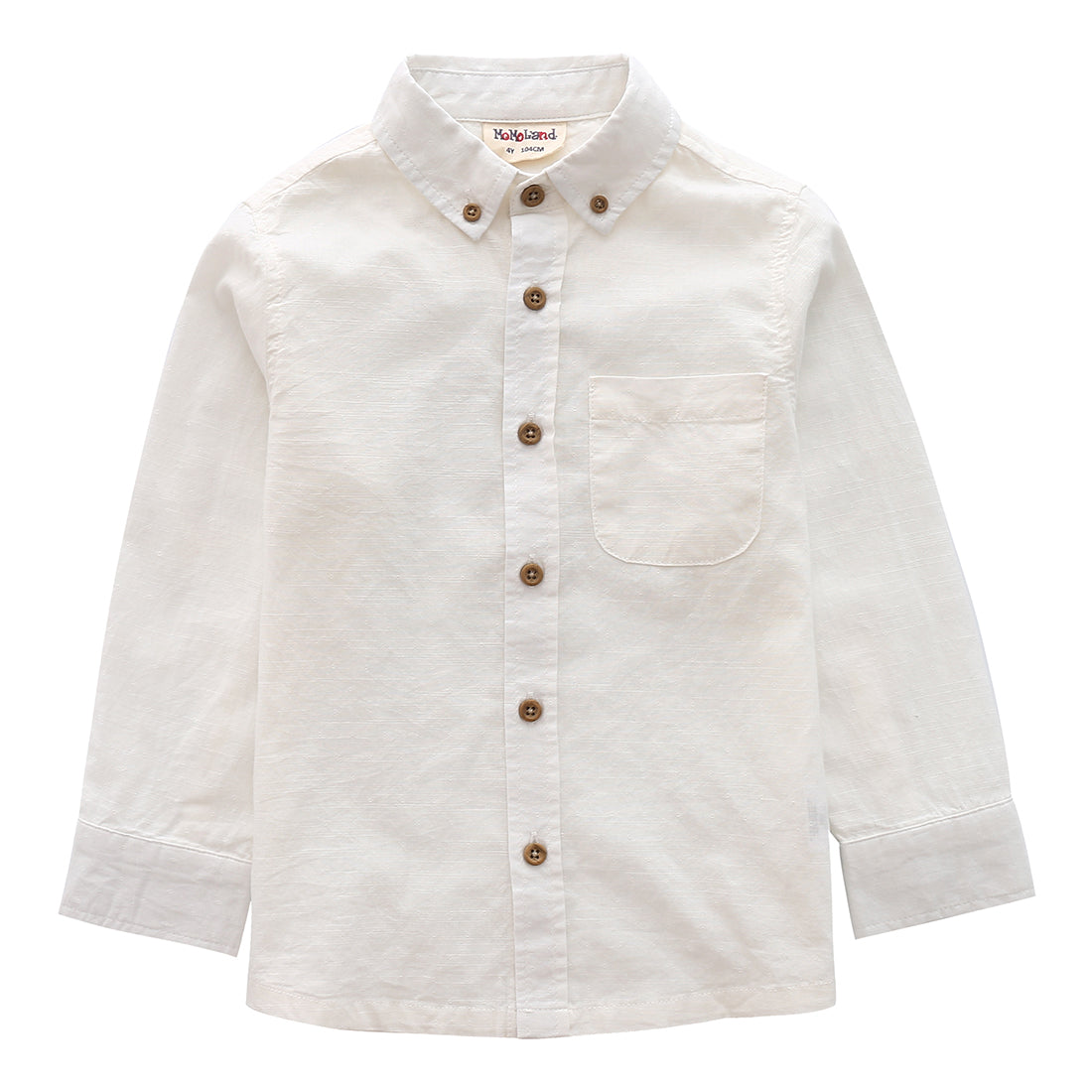 boy long sleeve off white dobby shirt front
