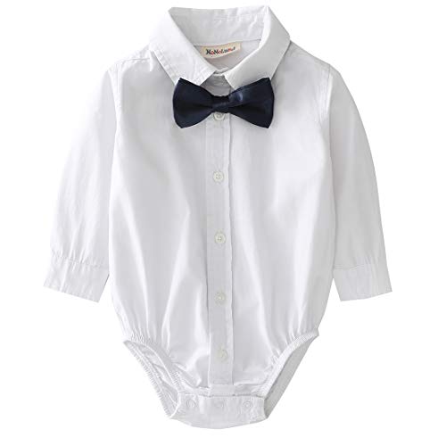 momoland cotton woven white bow infant boys bodysuit shirt