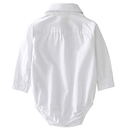 Momoland baby long sleeve white woven fake linen bodysuit back