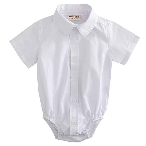 baby boys woven short sleeves white bodysuit infant shirt