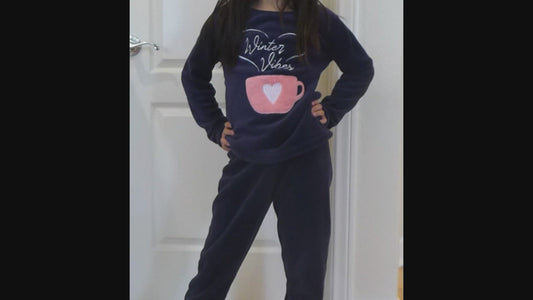 Boy Long Sleeve Polar Fleece Christmas Grey/Aop Checked Pajamas Set