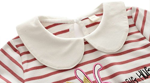 Girl Long Sleeve Knit Peter Pan Top Stripes Dress