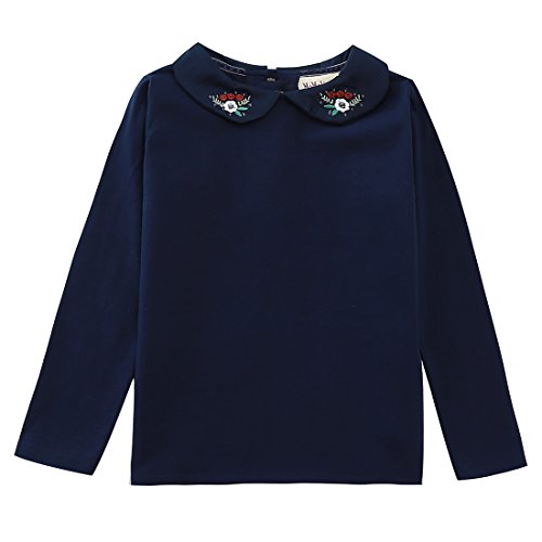 girl long sleeve navy knitted blouse front