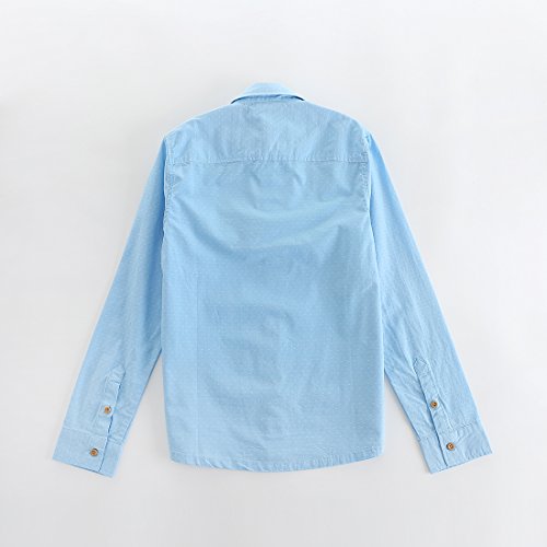 Momoland boy long sleeve blue chambray dobby shirrt back