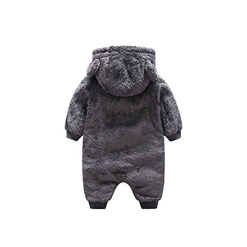 Newborn dark grey coral fleece Romper back