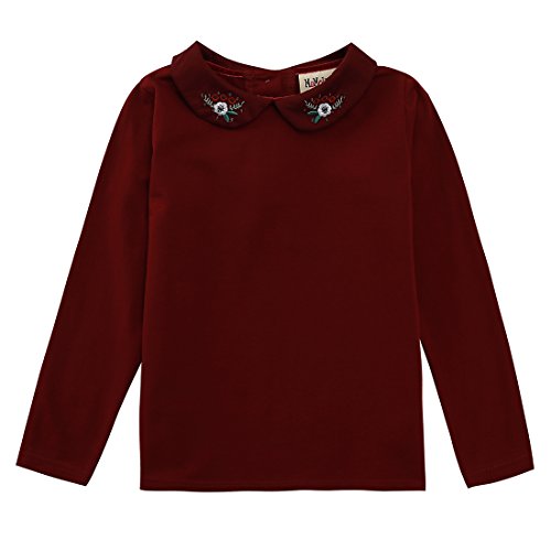 girl long sleeve wine knitted blouse front