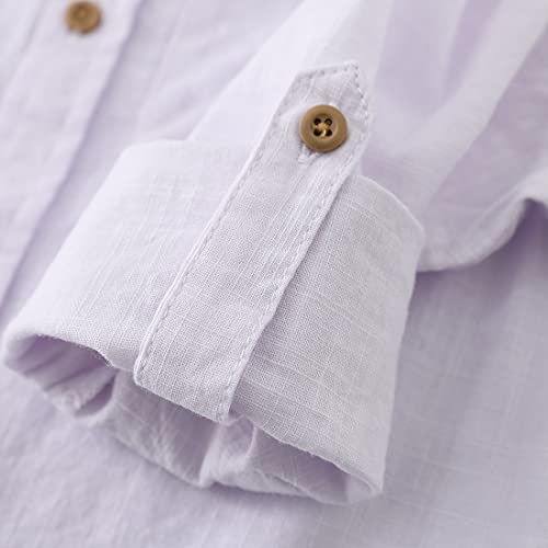 Boy Long Sleeve Mandarin Collar Linen Design Shirt